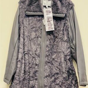 Dennis Basso Gray Faux Fur Teddy Jacket